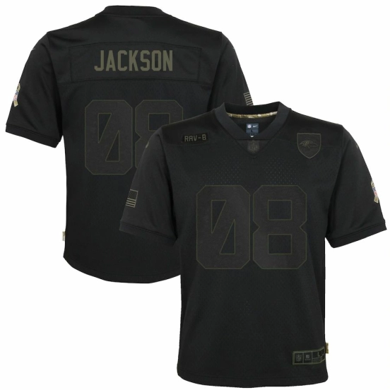 Youth Lamar Jackson Black 2020 Salute to Service Player Limited Team Jersey