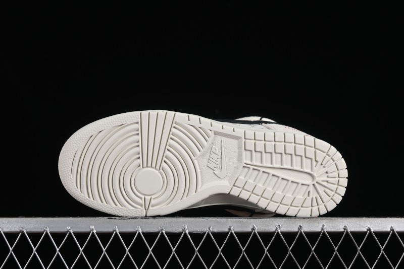 Nike SB Dunk Low LV Collaboration Anniversary Customized Sneakers in Off-White Black Swoosh Triple Floral - SJ2068-235