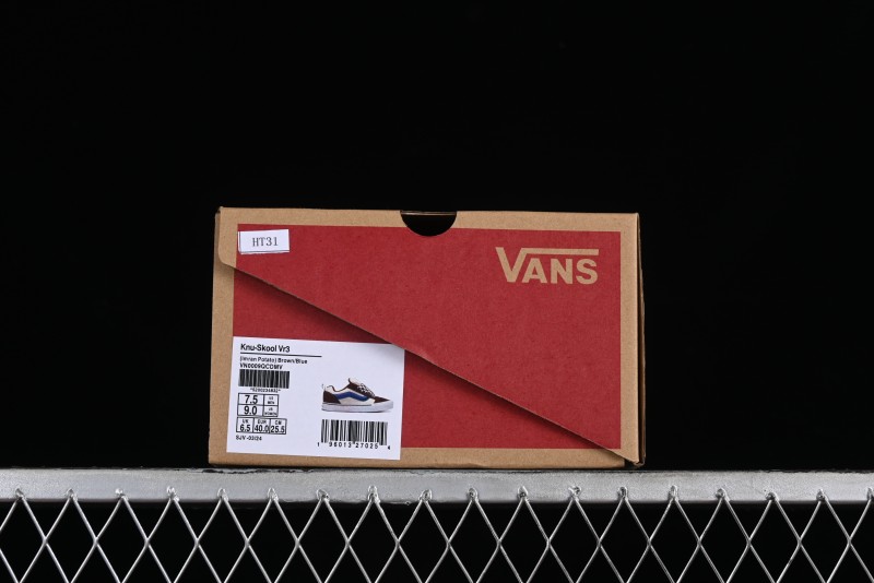 Vans Classics Knu Skool White Blue Brown Colorblock Chunky Tongue Skate Shoes - VN0009QCDMV