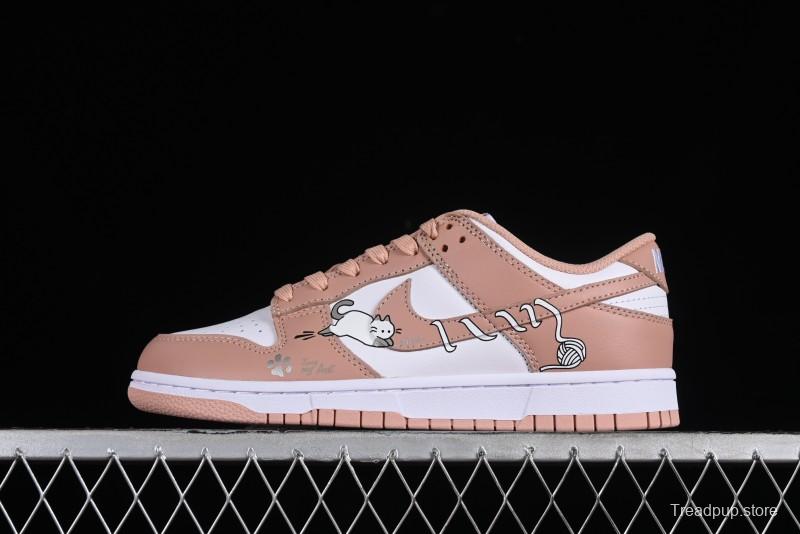 Nike Dunk Low SB Casual Sneakers with Knit Cat and Rose Pink Design - DD1503-118