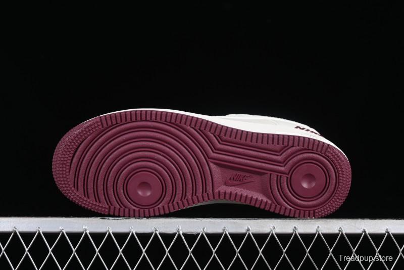 Nike Air Force 1 '07 Low "NIKE" Triple Swoosh Series White Wine Red Classic Casual Sneakers - TV2306-258