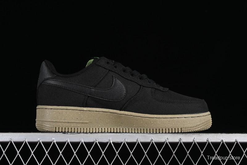 Nike Air Force 1 '07 Low Black Green Canvas Casual Sneakers - FJ4160-001