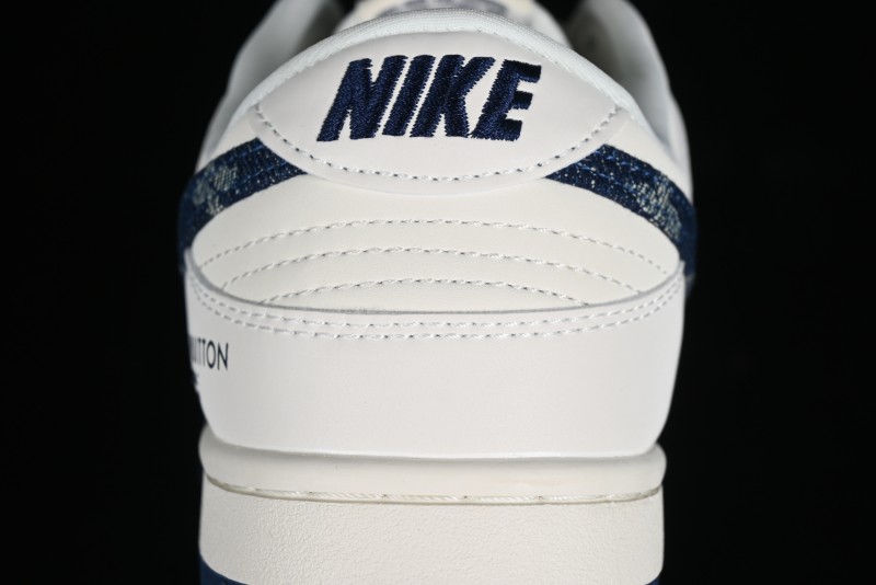 Nike SB Dunk Low LV Collaboration - Dark Blue Denim Anniversary High-End Custom Low-Top Casual Skate Shoes - XP3802-335