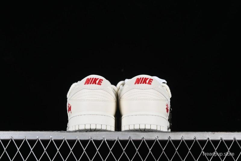 Stussy x Nike SB Dunk Low Anniversary Custom Retro Sneakers with Original S Titanium Accessory - SJ2068-259