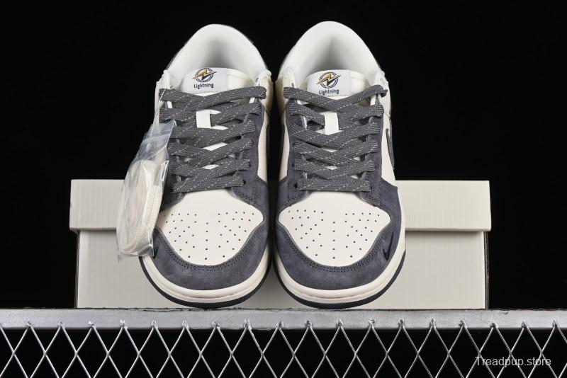 Nike SB Dunk Low Lightning Collaboration - Off White Navy Blue Small Blue Swoosh Anniversary High-End Custom Low-Top Casual Sneakers - XD1688-032