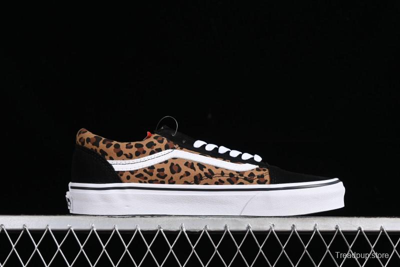 Vans Old Skool Classic Retro Low-Top Canvas Sneakers with Leopard Print and Slip-Resistant Sole - VN000CR5CJK