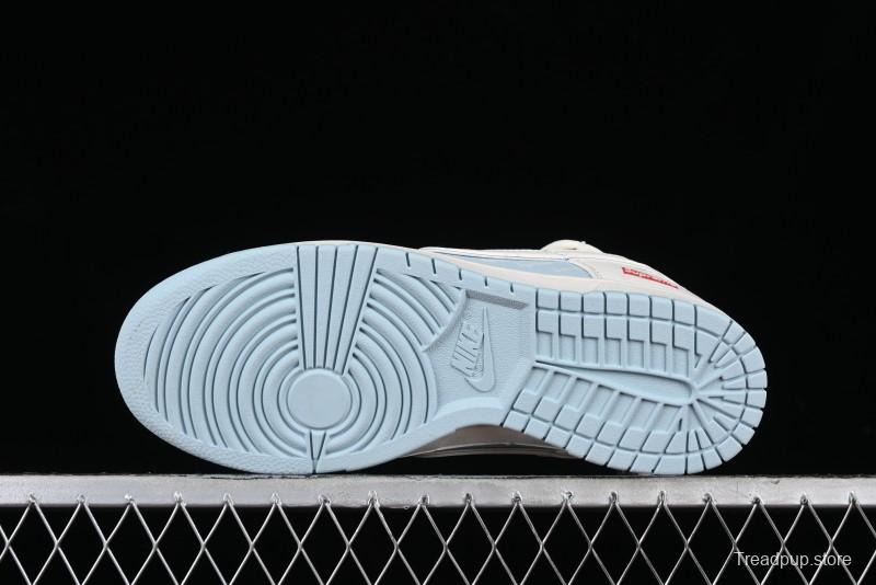 Nike SB Dunk Low Supreme Collaboration - Ice Blue Engraving Anniversary Customized Low-Top Casual Skate Shoes - JJ5688-107