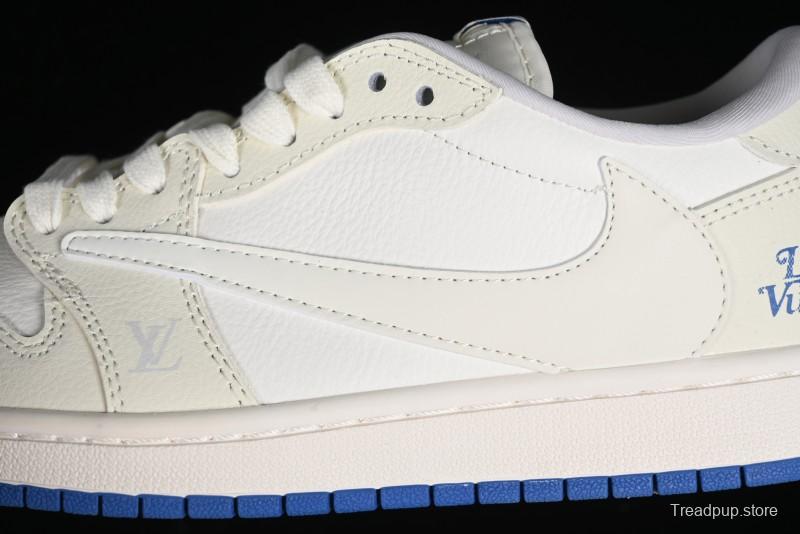 Nike Travis Scott x Fragment Design x Air Jordan 1 Low OG SP AJ1 LV Collaboration Light Blue Low-Top Casual Sneakers - LJ5188-007