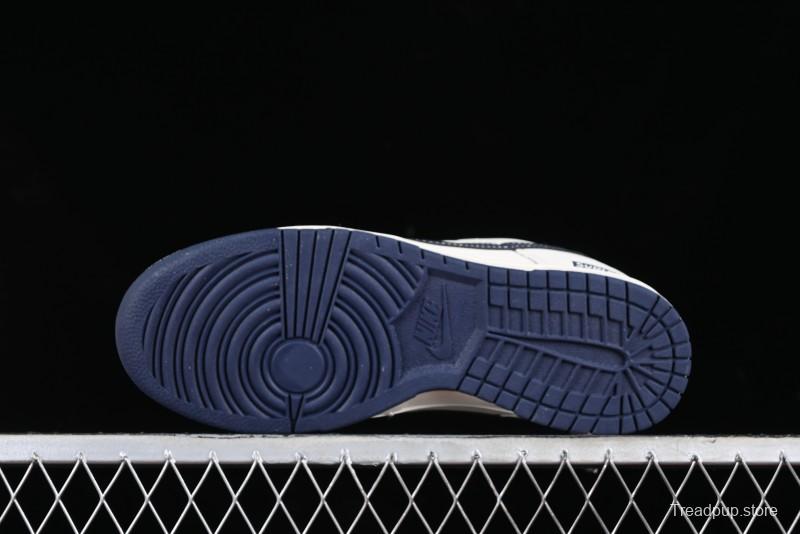 Nike SB Dunk Low Supreme Collaboration - Dark Blue Canvas Anniversary High-End Custom Low-Top Casual Skate Shoes - BB6698-511