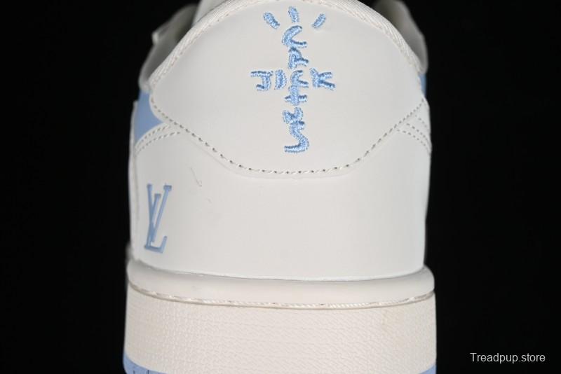 Nike Travis Scott x Fragment Design x Jordan Air Jordan 1 Low OG SP AJ1 LV Blue Double Hook Casual Sneakers - BB6588-103