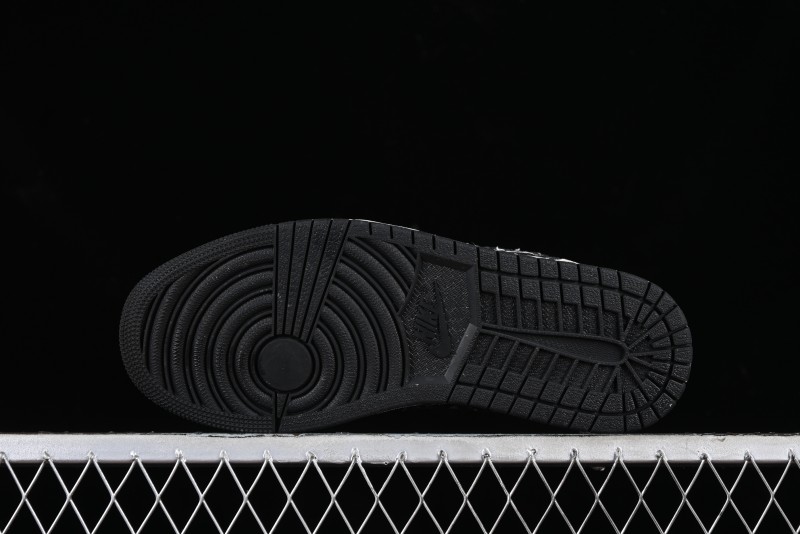 Nike Air Jordan 1 Low LV Collaboration - Black Denim Print Custom High-End Basketball Shoes - SJ9950-006