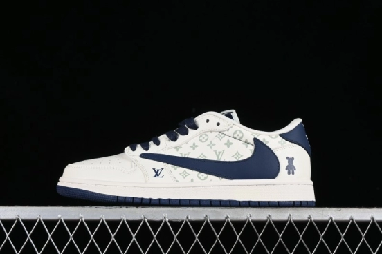 Nike Travis Scott x Fragment Design x Air Jordan 1 Low OG SP AJ1 LV Collaboration Light Blue Violent Bear Low-top Casual Sneakers - SJ2068-100