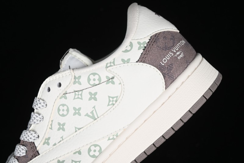 Nike Travis Scott x Fragment Design x Air Jordan 1 Low OG SP AJ1 LV Collaboration Light Grey Denim Low-Top Casual Sneakers - SJ2068-105