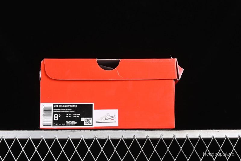 Nike SB Dunk Low Supreme Collaboration - Off White Gray Double Swoosh Anniversary Custom Low-Top Casual Skate Shoes - XX2025-317