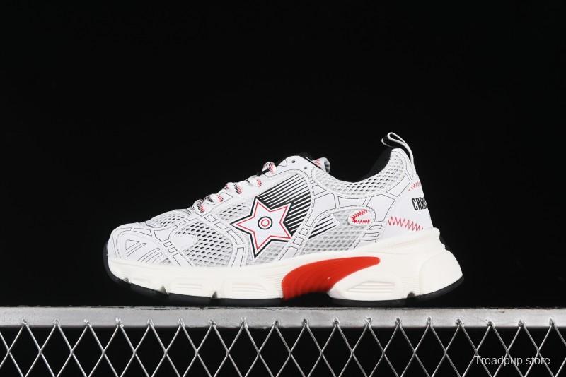 Dior Chrono Round Toe Lace-Up Lifestyle Casual Running Sneakers - 19W WHITE RED