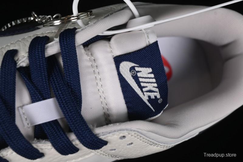 Nike SB Dunk Low Supreme Collaboration - Double Swoosh Beige Navy Anniversary Custom Low-Top Casual Skate Shoes - XX2025-668