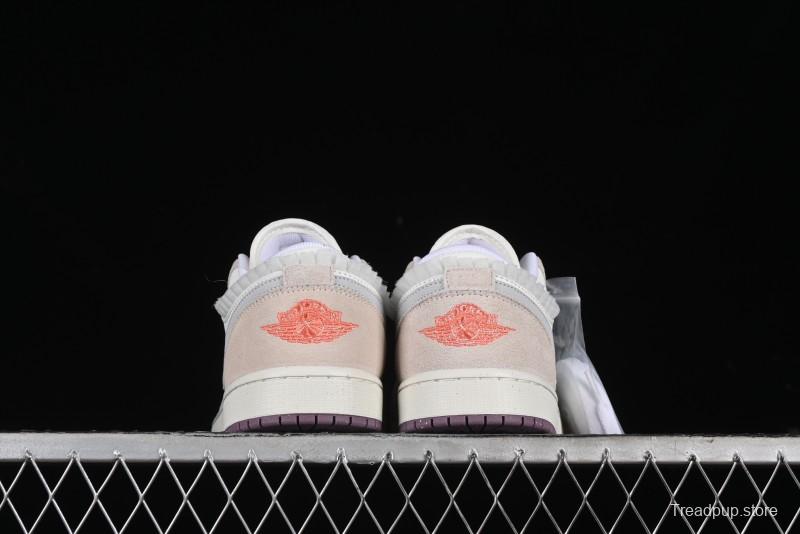 Nike Air Jordan 1 Low Retro Casual Sneakers with Smooth Leather and Suede - FQ8094-100