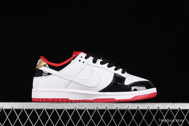 Nike SB Dunk Low UN Collaboration - White Black Patent Leather Anniversary Custom Low-Top Casual Skate Shoes - XB3802-349