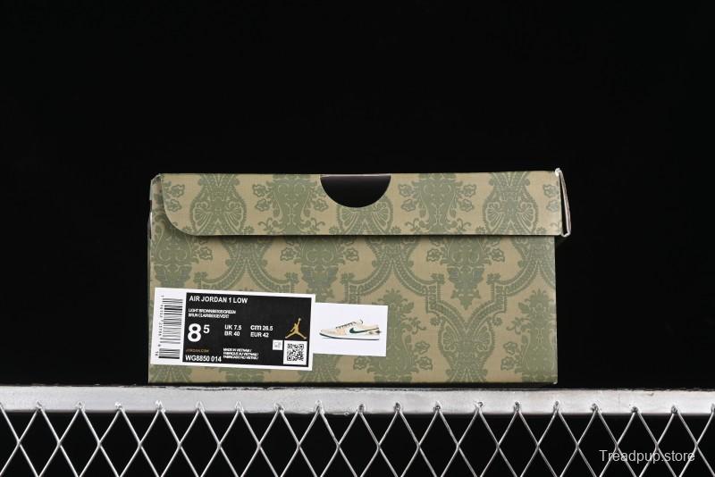 Nike Air Jordan 1 Low AJ1 Gucci Collaboration - Vintage Basketball Shoes in Sheepskin Green - WG8850-014