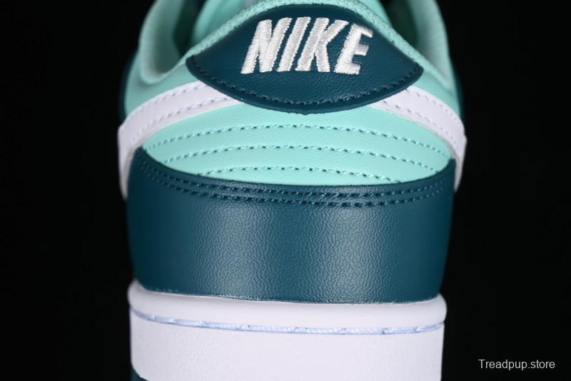 Nike Dunk Low SB Skateboarding Shoes in White and Geode Teal - DD1503-301