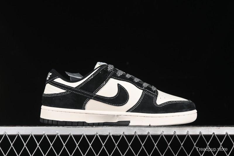 Nike SB Dunk Low Supreme x Stussy Triple Collaboration - Black White Black Swoosh Anniversary Custom Low Top Casual Skate Shoes - SJ2068-300