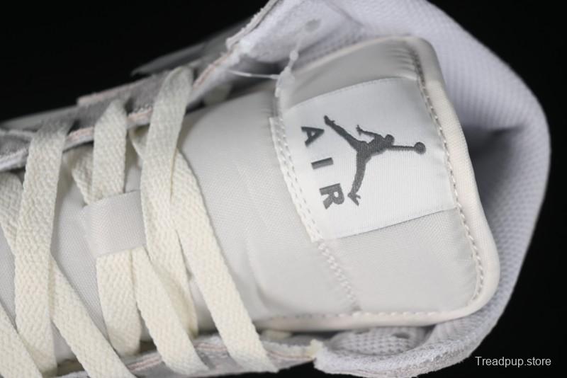 Nike Air Jordan 1 Mid AJ1 Basketball Shoes White Grey - FQ7720-002