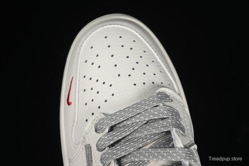 Nike Travis Scott x Fragment Design x Air Jordan 1 Low OG SP AJ1 Supreme Collaboration - Light Grey Denim Two-Tone Low-Top Casual Sneakers - JH6088-705