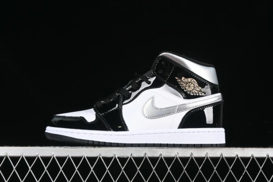 Nike Air Jordan 1 Mid Basketball Shoes White Black Silver - HV0789-010