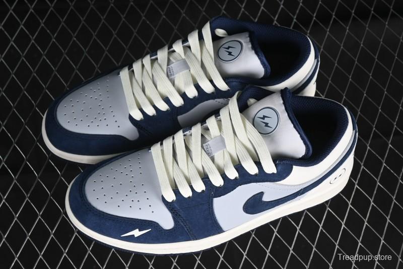 Nike Air Jordan 1 Low Retro Basketball Shoes in White Grey Blue - DC2024-026