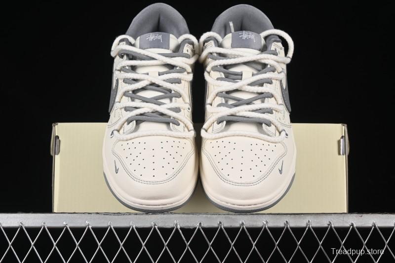 Nike SB Dunk Low Stussy Bandana Grey Check Anniversary Custom Low-Top Casual Skate Shoes - SJ2068-310
