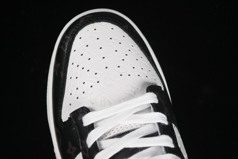 Nike SB Dunk Low LV Collaboration - Embossed White Black Print Anniversary High-End Custom Low-Top Casual Sneakers - DQ1098-361