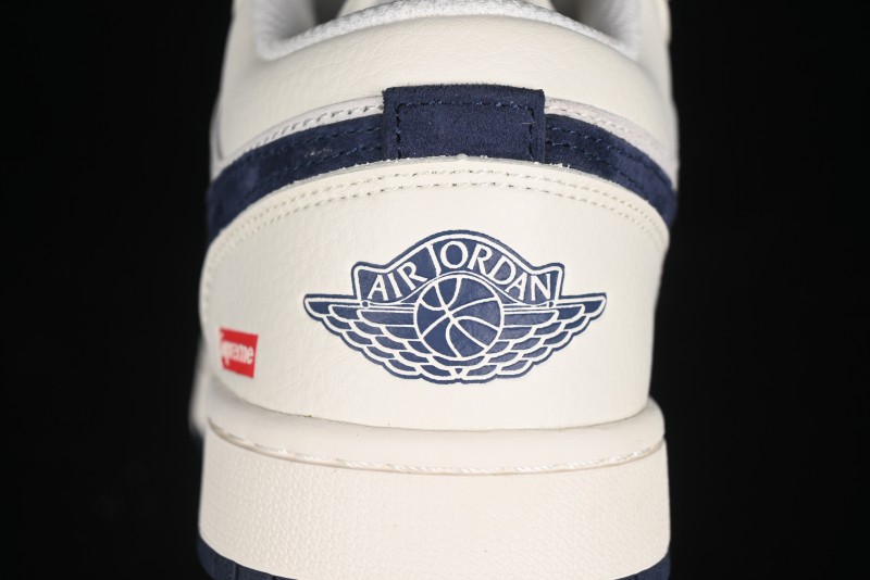 Nike Air Jordan 1 Low Supreme Collaboration - Deep Blue Two-Tone Sole Retro Basketball Shoes - SJ9950-020