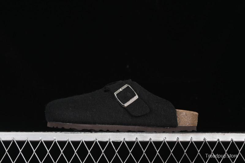 Birkenstock Half Open Toe Sandals with Smokeless Coal Wool Upper - G.D4