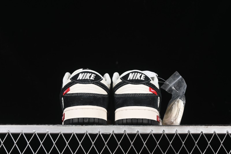 Nike SB Dunk Low Stussy Collaboration - Black White Marking Line Anniversary High-End Custom Low-Top Casual Sneakers - BB9898-008