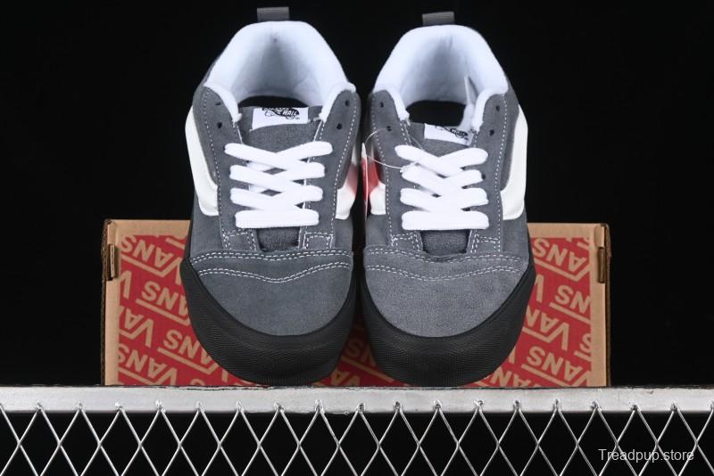 Vans Knu Skool Dark Grey Black Sole Versatile Casual Slip-Resistant Cushioned Platform Sneakers - VN000D22PWT