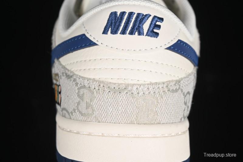 Nike SB Dunk Low Gucci Collaboration - Smoke Blue Anniversary High-End Custom Low-Top Casual Skate Shoes - XX2025-801