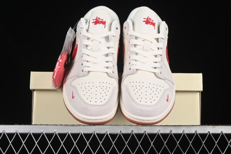 Nike Air Jordan 1 Low Stussy Collaboration - Pink Pig Retro Low-Top Basketball Shoes - SJ9950-023