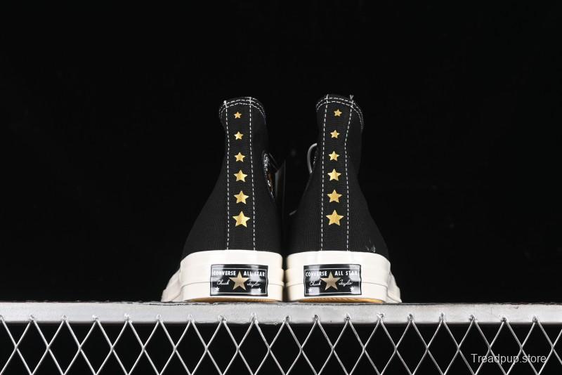 Converse Chuck 1970s High-Top Sneakers with Gold Star Accents and Classic Black & White Design - A12462C