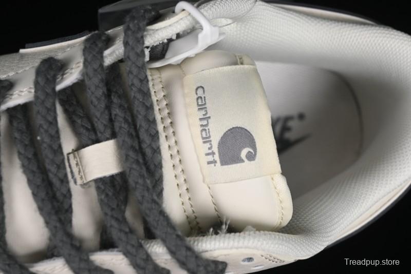 Nike SB Dunk Low Carhartt Collaboration - Off White Grey Swoosh Anniversary Custom Low-Top Casual Skate Shoes - SJ1089-006