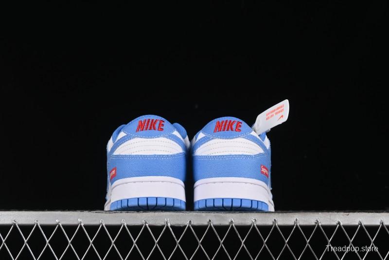 Nike SB Dunk Low Supreme Collaboration - Woven Blue Swoosh Anniversary Custom Low-Top Casual Skate Shoes - KK1888-015