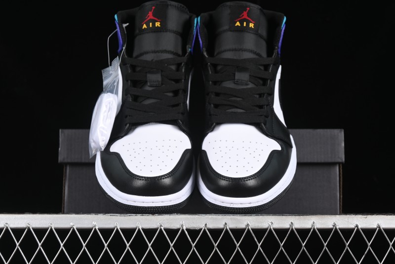 Nike Air Jordan 1 Mid AJ1 Lakers Colorway Black White Purple Mid-Top Casual Sneakers - DQ8426-154