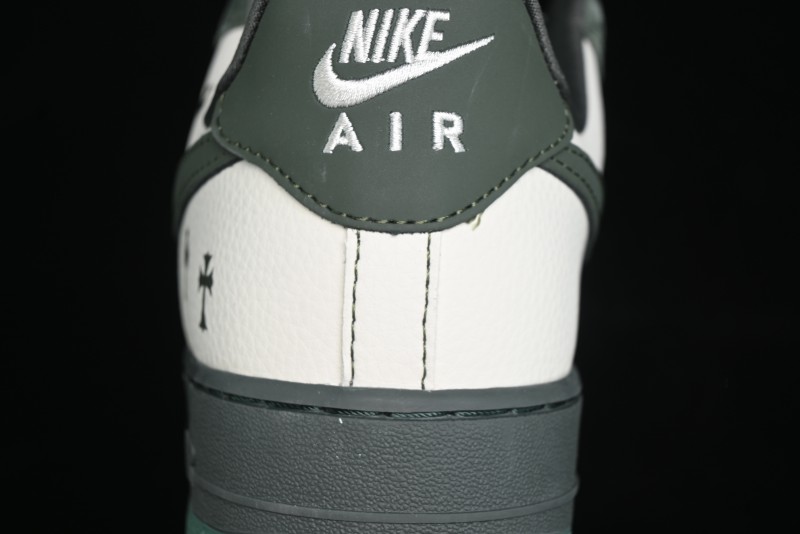 Nike Air Force 1 '07 Low Chrome Hearts Collaboration - Moss Green White Low-Top Casual Sneakers - KK1988-029