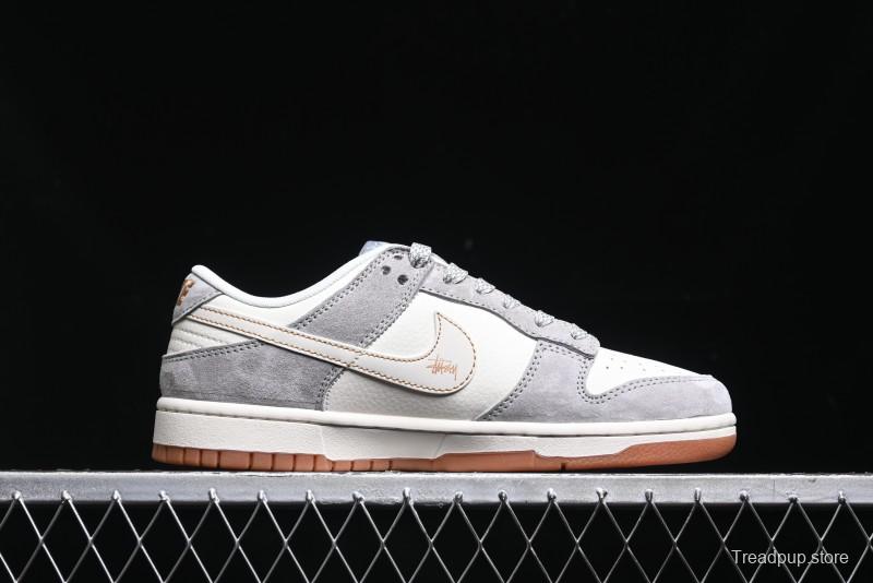 Nike SB Dunk Low Stussy Collaboration - Patchwork Black White Swoosh Anniversary Custom Low-Top Skate Shoes - DM6868-003