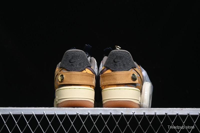 Nike Travis Scott x Air Force 1 Low Casual Sneakers with Full-Length Air Cushion - CN2405-900