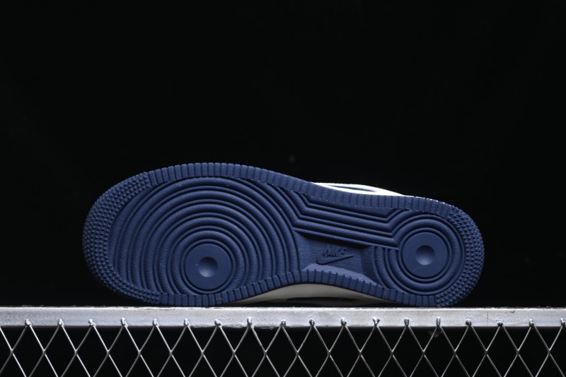 Nike Air Force 1 '07 Low Burberry Collaboration - Off White Navy Blue Patchwork Low Top Casual Sneakers BB8588-222