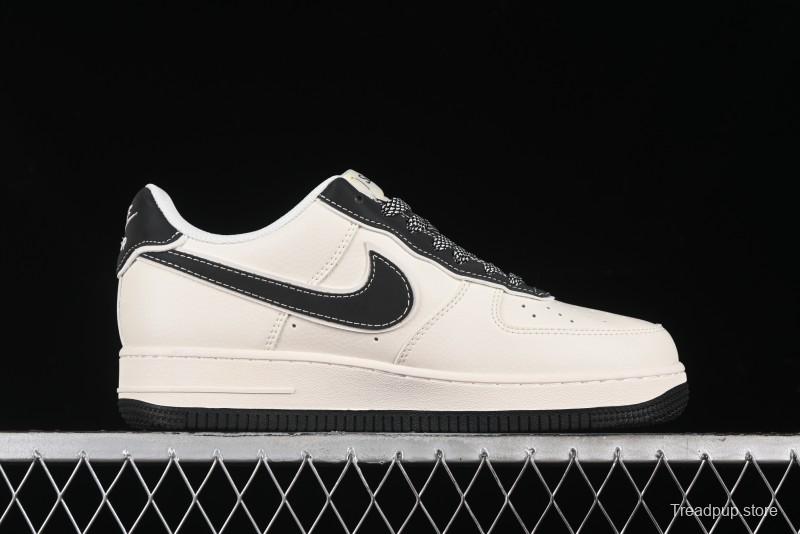 Nike Air Force 1 '07 Low Stone Island x Supreme Collaboration - Off-White Black Heel Casual Sneakers - BB1616-307