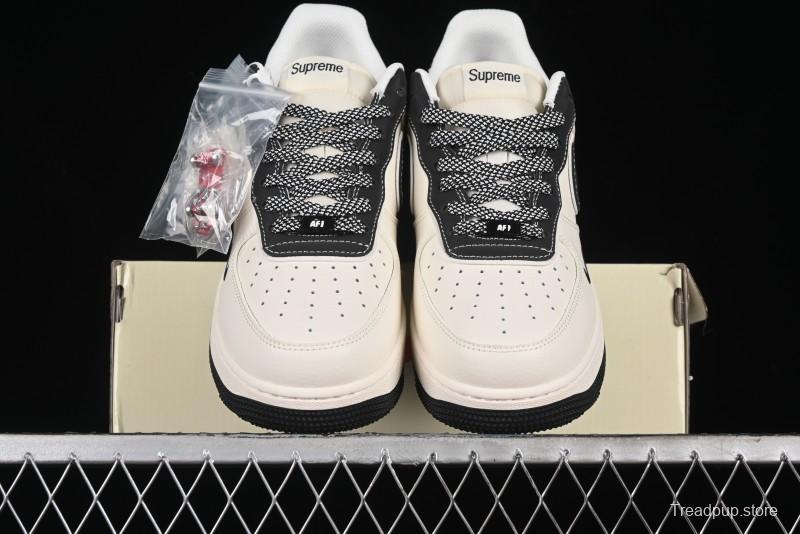 Nike Air Force 1 '07 Low Stone Island x Supreme Collaboration - Off-White Black Heel Casual Sneakers - BB1616-307