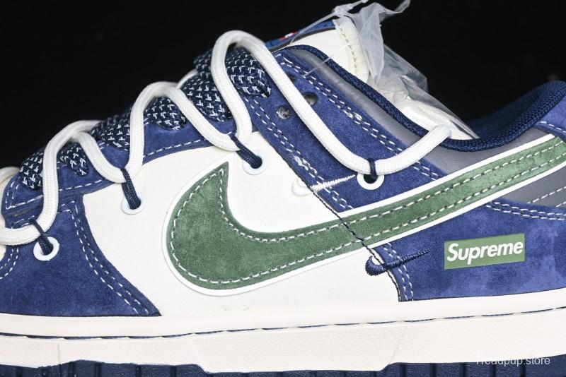 Nike SB Dunk Low Supreme Collaboration - Double Force Blue Lace-Up Anniversary High-End Custom Low-Top Casual Skate Shoes - XS1186-101