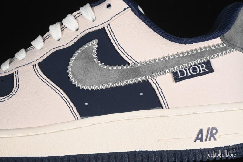 Nike Air Force 1 '07 Low Dior Collaboration - Light Blue Knit Swoosh Low-Top Casual Sneakers - KK1988-012