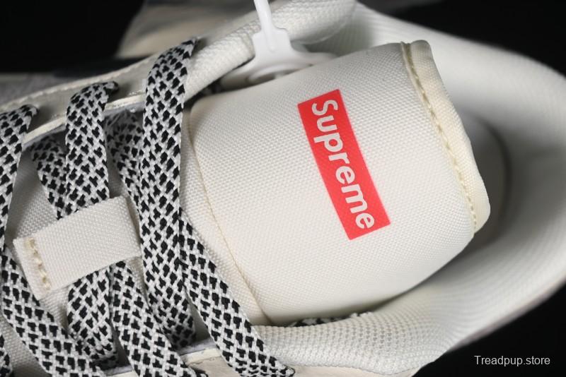 Nike Air Jordan 1 Low Supreme Collaboration - Dual-Tone Black Swoosh Custom Retro Basketball Shoes - SJ9950-043